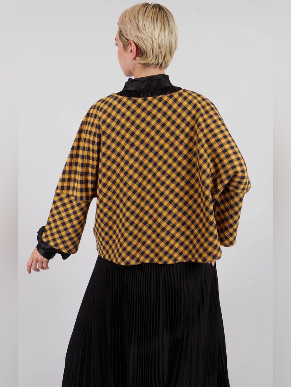 Vintage Yellow and Black Gingham Button-Up Jacket